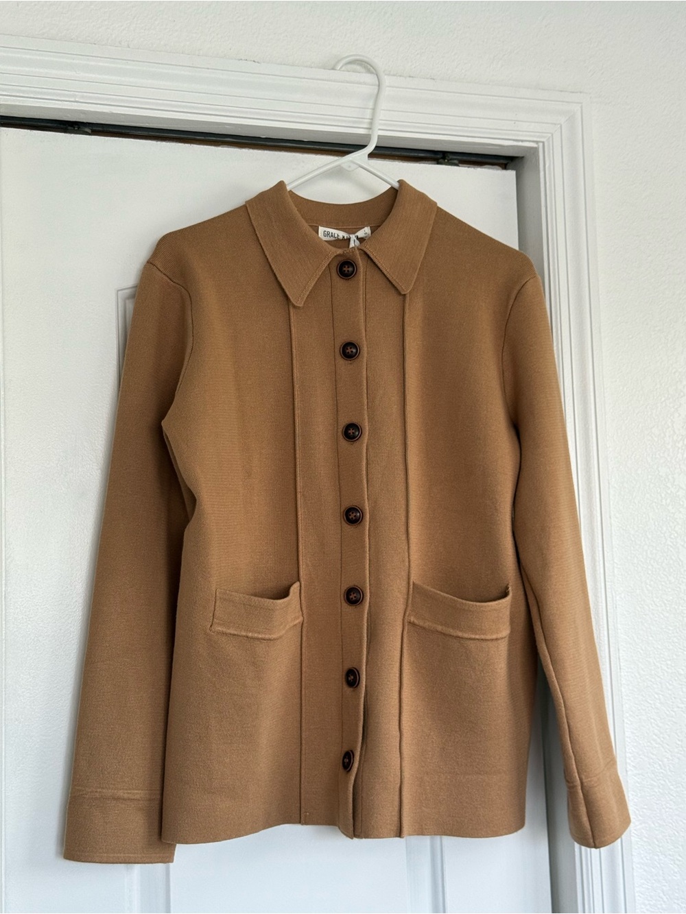Grace Karin Camel Button-Up Cardigan Jacket